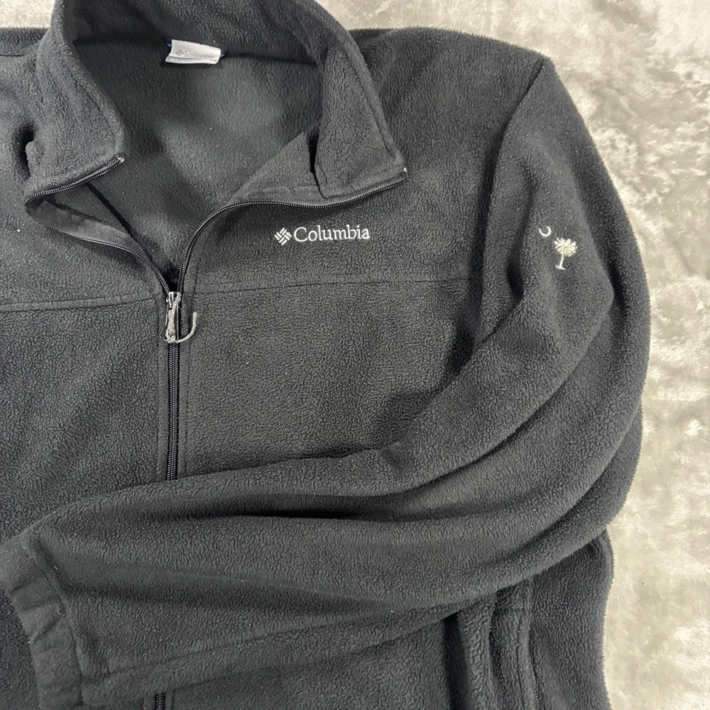 Columbia Mens XXL Black Full Zip Fleece Jacket South Carolina Palmetto Moon Logo